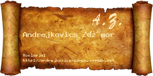 Andrejkovics Zámor névjegykártya
